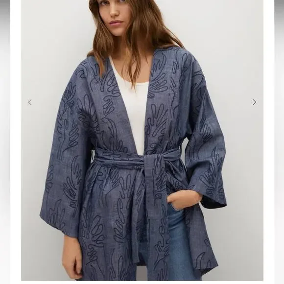 MANGO like new embroidered cotton caftan, size 6 - Picture 2 of 10